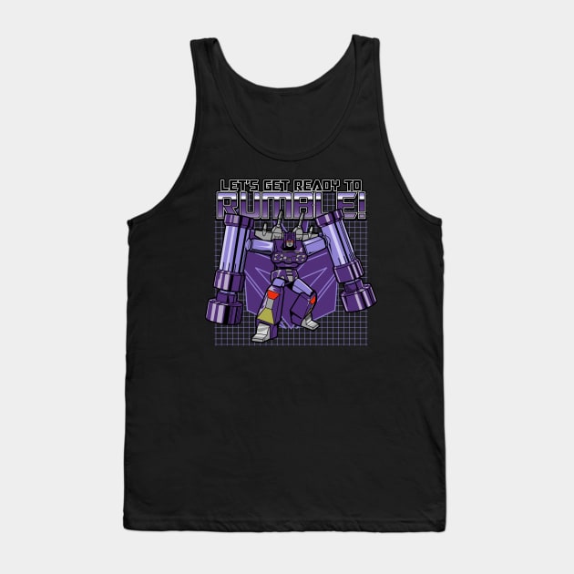 Let's Get Ready To Rumble Cool 80's Robot Cartoon Meme Tank Top by BoggsNicolas